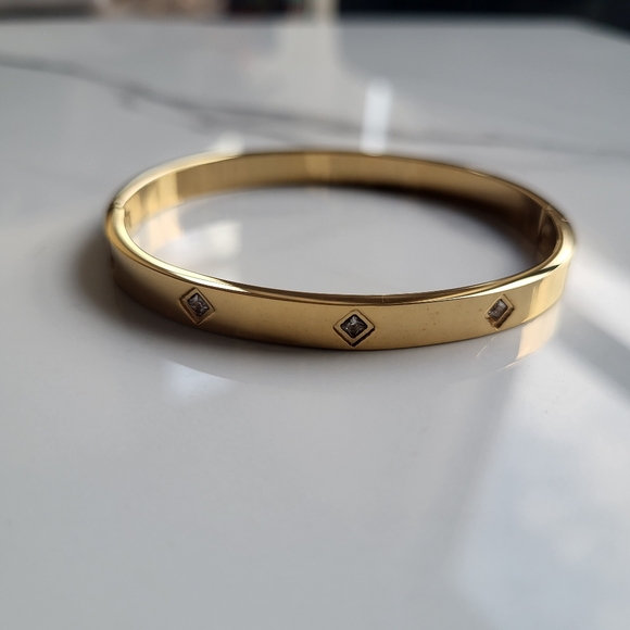 18K Gold Plated Diamond Square Cuff bracelet Jewelry Hypoallergenic Gift - Picture 2 of 8